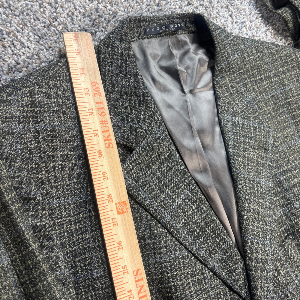 Hugo Boss Einstein Blazer Loro Piana Virgin Wool Plaid Sport Coat Men's 46L USA - Picture 9 of 11